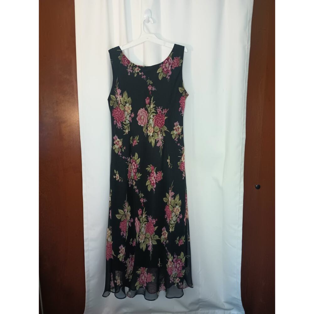 Dressbarn Dark Cottage Floral Maxi Dress 16W Chiffon Fairy Dainty Whimsigoth - Picture 5 of 8